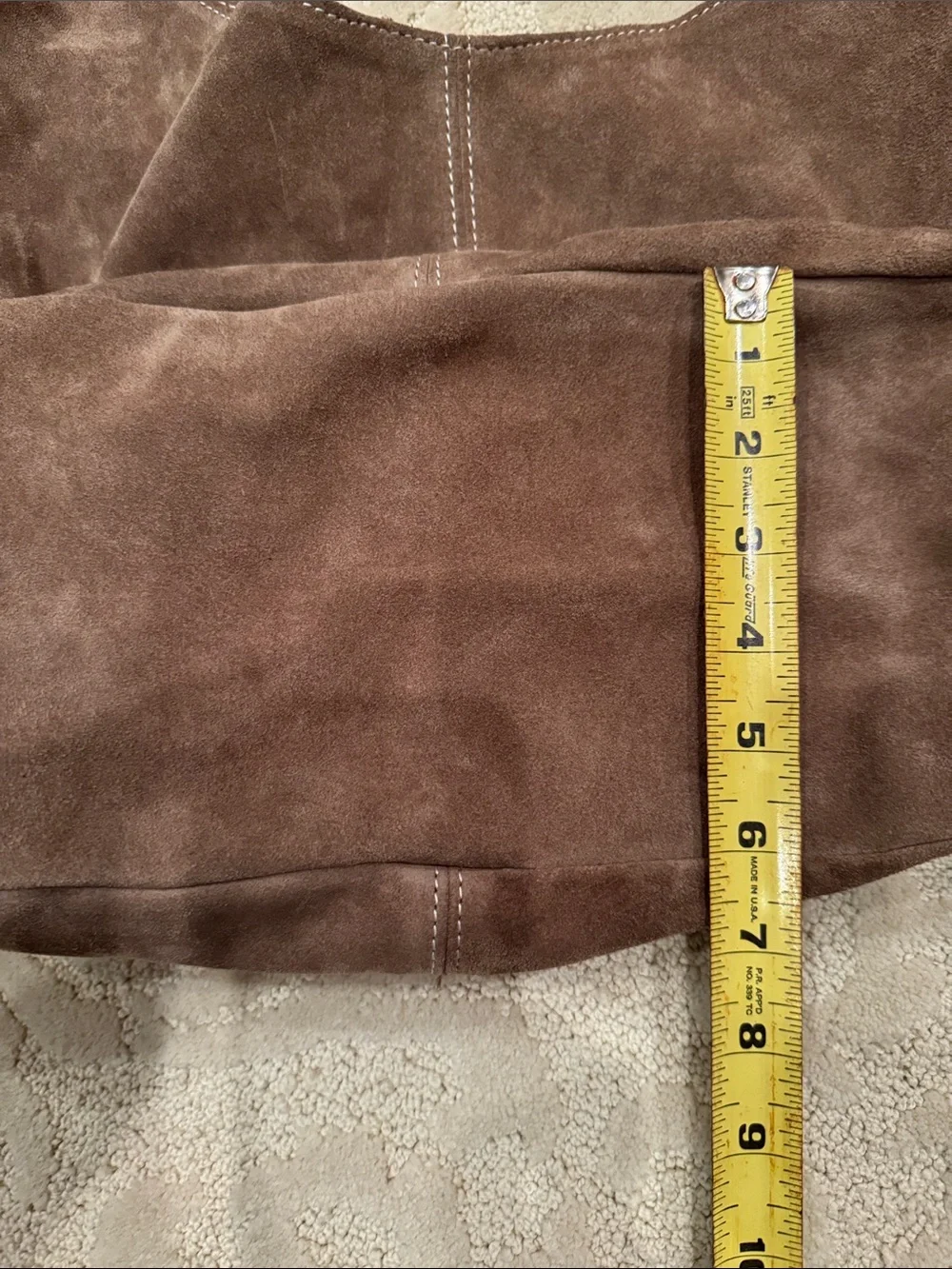 Italia Claudia Firenze Genuine Leather Suede Hobo Tote - Brown / Taupe - New